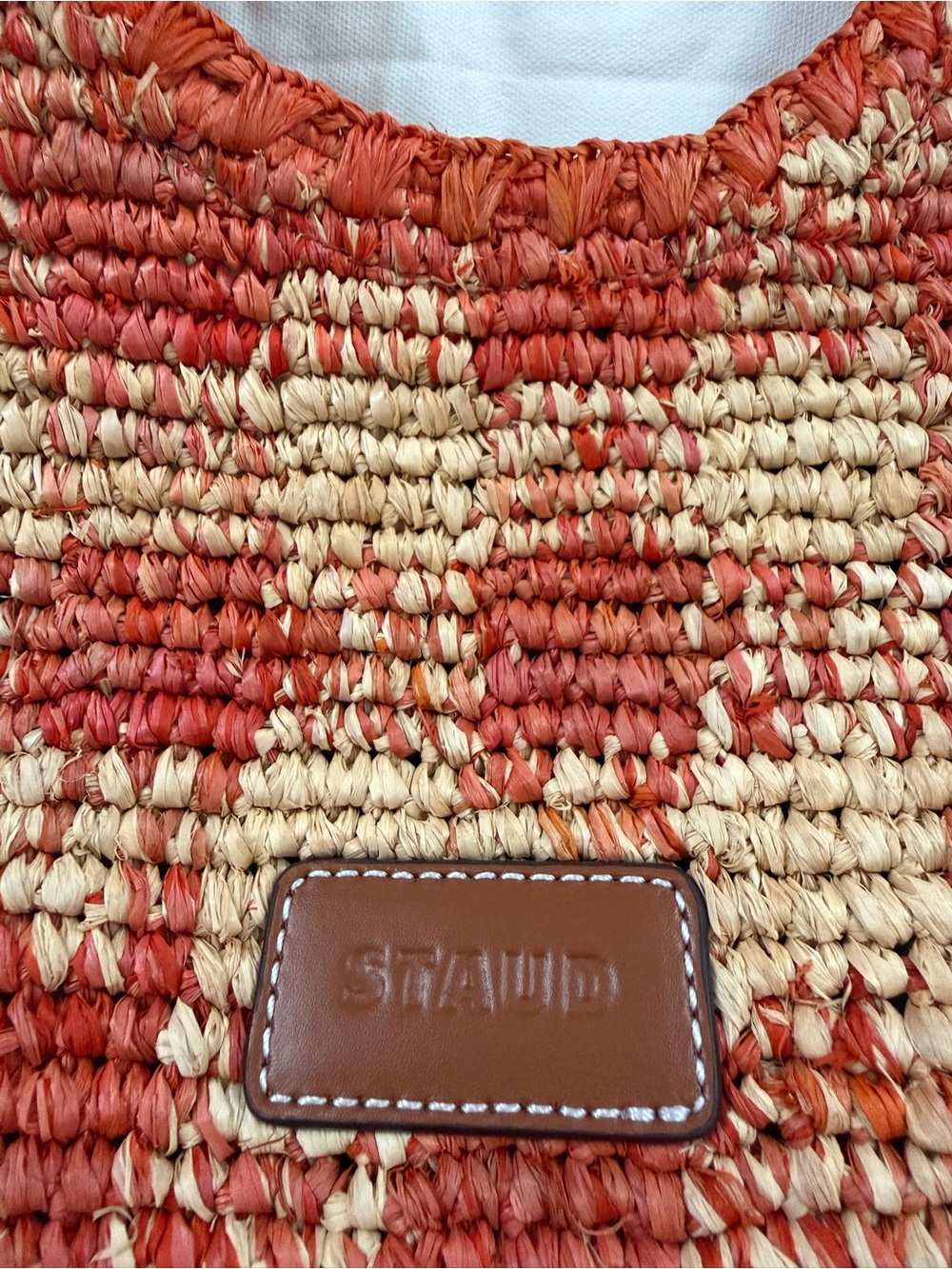 STAUD Red and Cream Woven Crescent Shoulder Bag - Picture 2 of 2